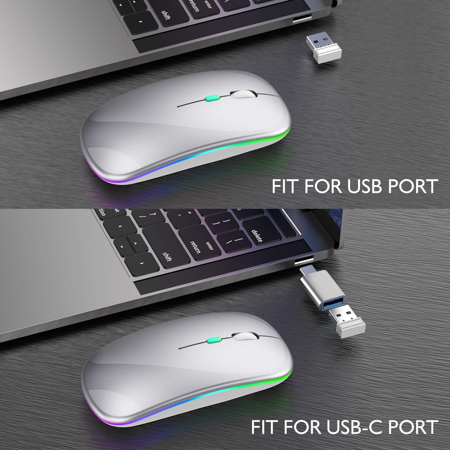 Wireless Bluetooth Mouse for MacBook Air/Mac/Pro/Laptop/Computer/PC,Rechargeable