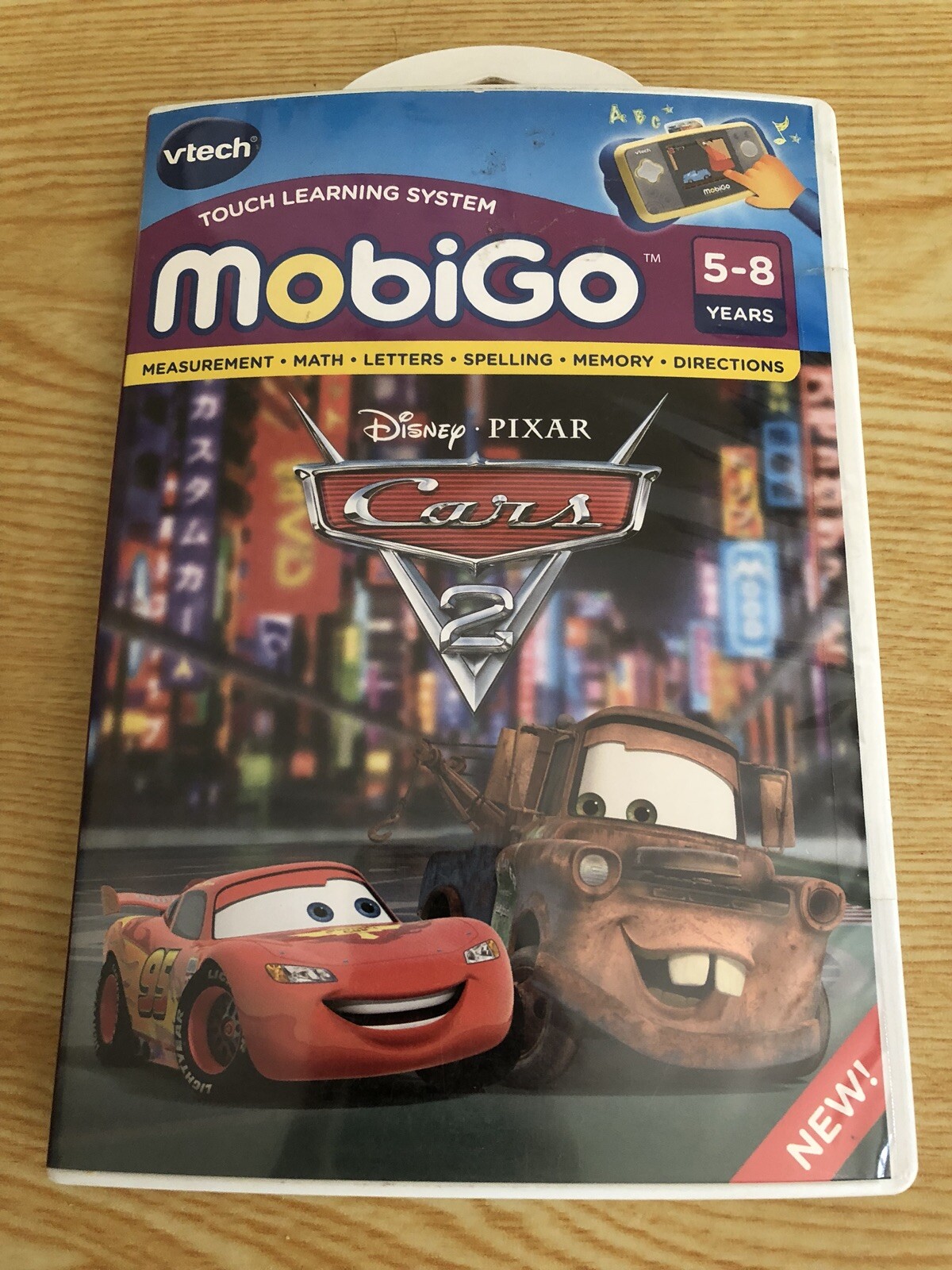 V Tech Learning System Mobigo 5-8Y Disney Pixar Cars 2 Cartridge Math Spelling