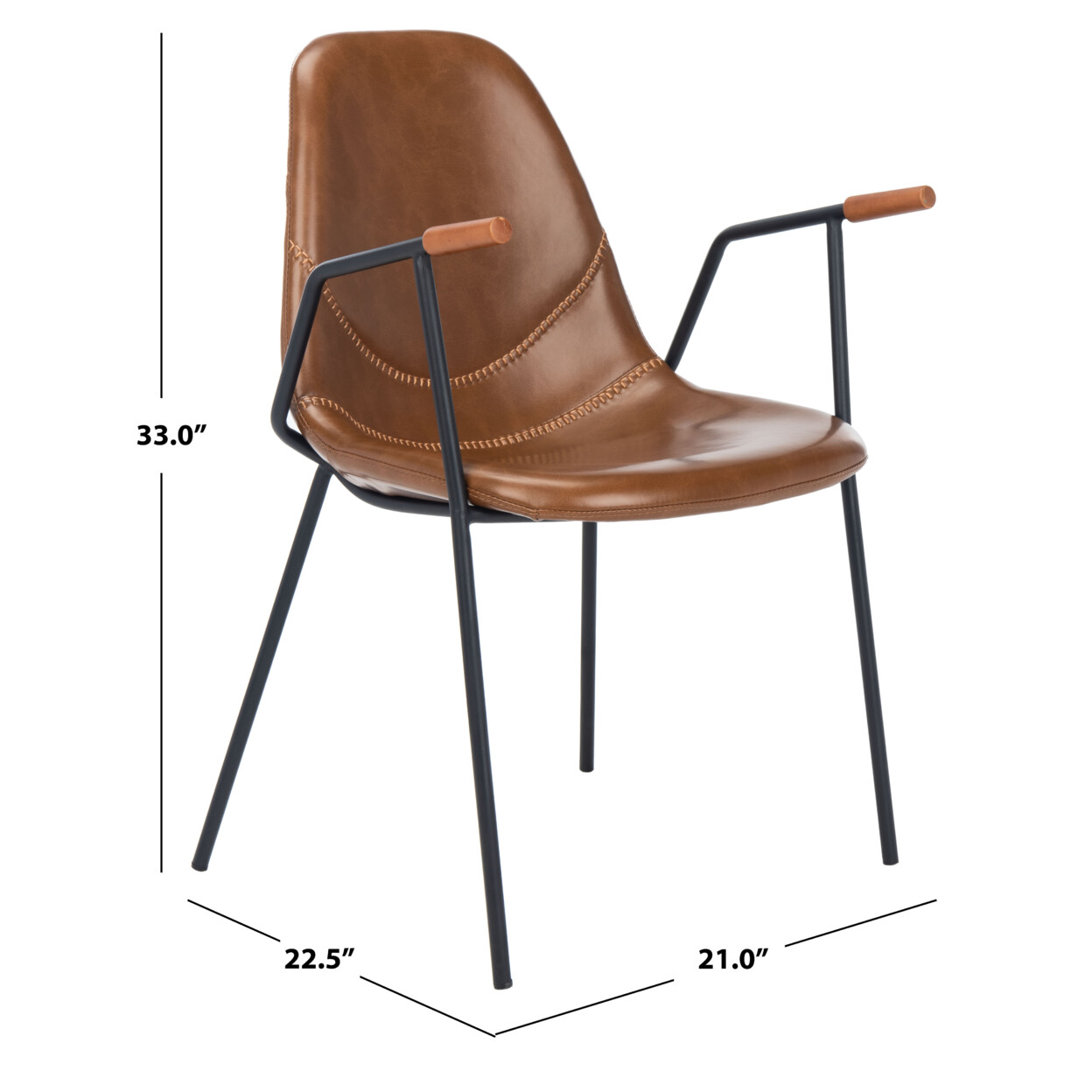 SAFAVIEH Tanner Mid-Century Dining Chair Set of 2 | Cognac / Black |