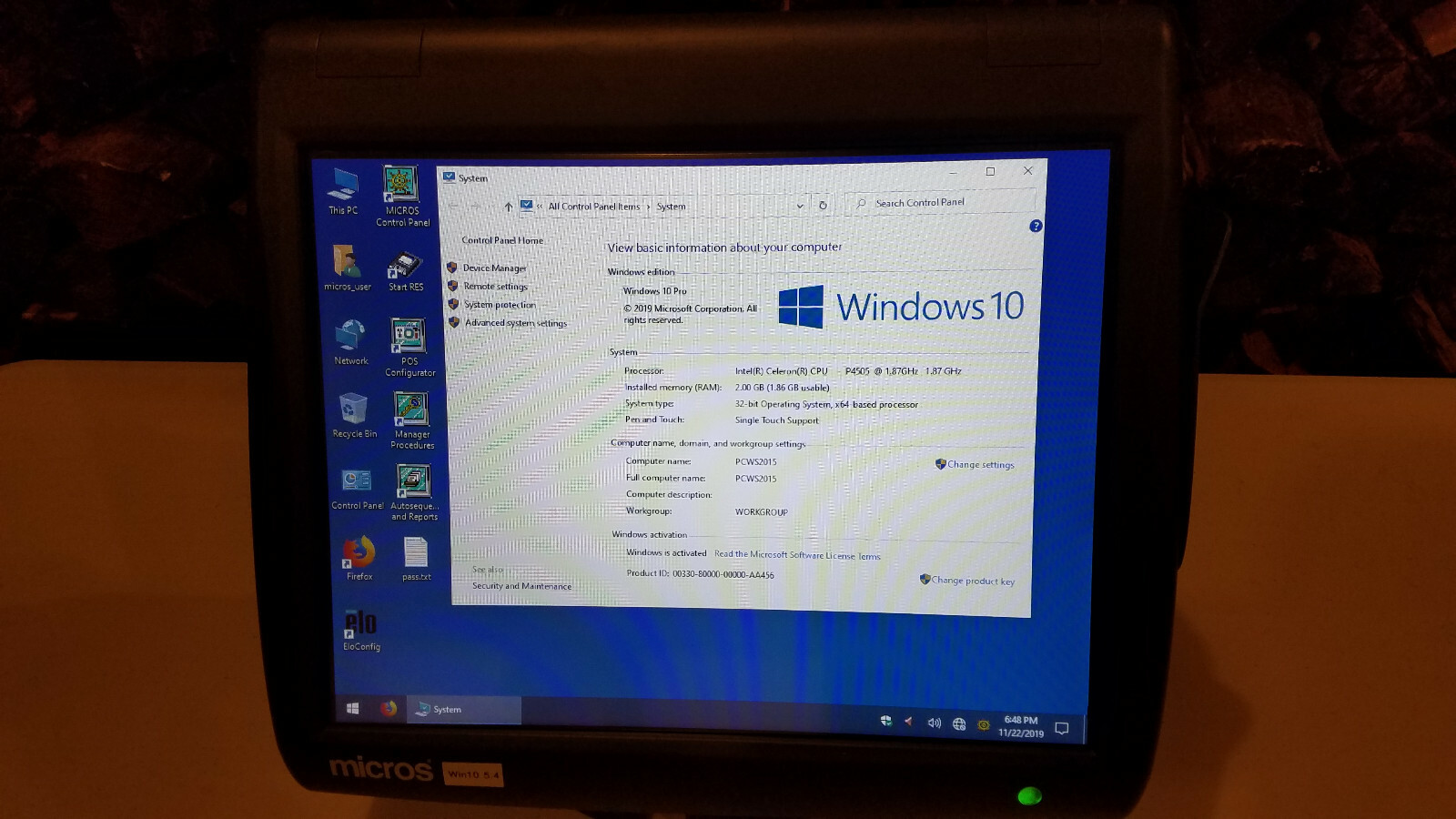 Micros PCWS2015 Windows 10 Server Workstation RES 3700 5.4