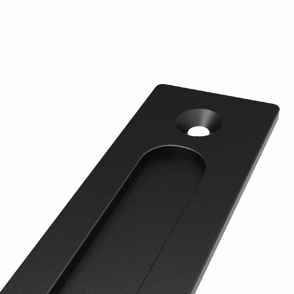 Sliding Barn Door Handle Pull and Flush Hardware Set Flat Back-Plate Matte Black
