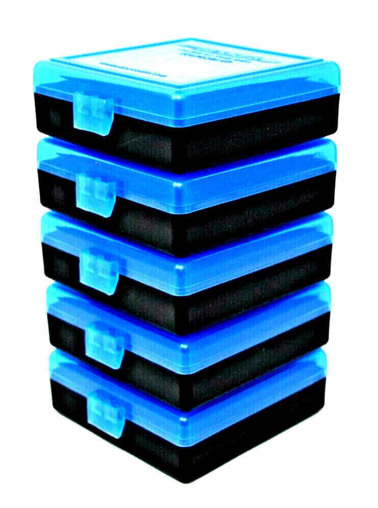 BERRY'S PLASTIC AMMO BOXES (10) BLUE/BLACK 100 Round 9MM / 380