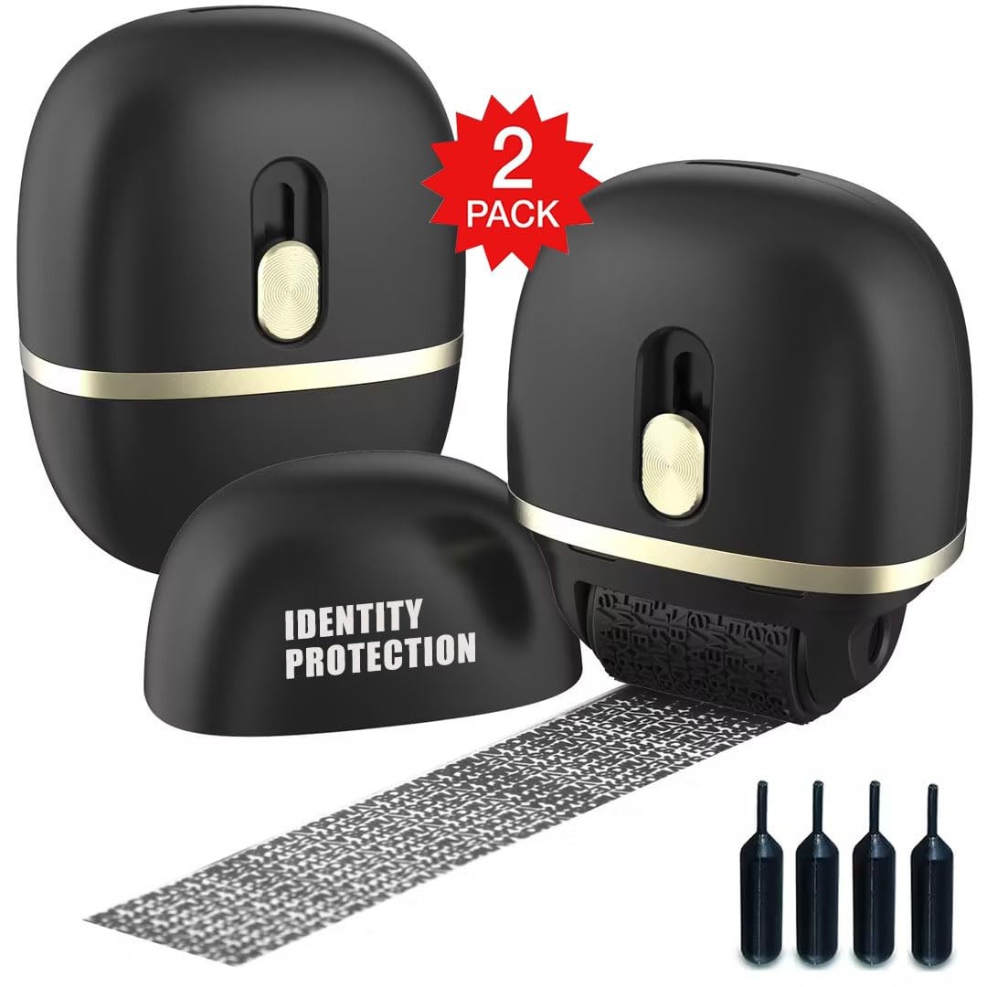 Identity Protection Roller Stamps 2 Pack - Confidential Roller Stamp with 4 R...