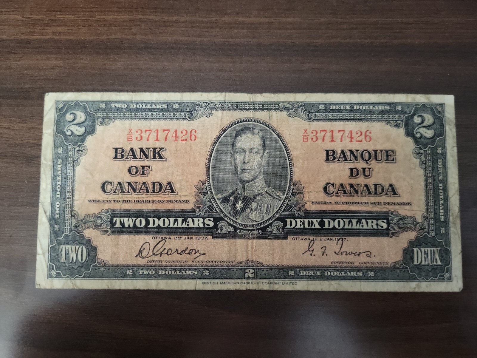 🇨🇦 Canada 2 dollars 1937 Gordon / Towers F P-59b BC-22 X/B banknote 091622-13