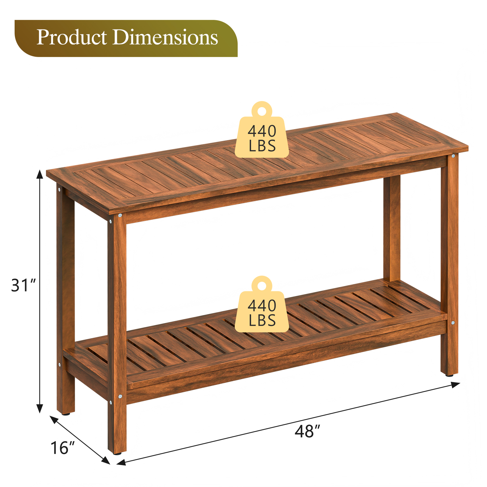 48in Console Table In/Outdoor Multifunctional Buffet Bar Storage Organizer
