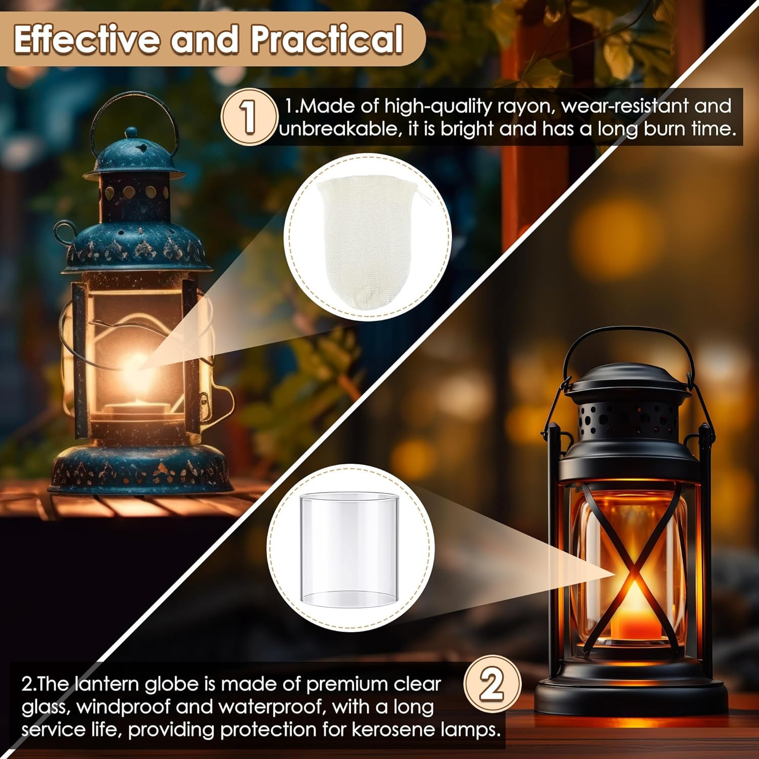 11 Pcs Propane Lantern Mantles with Glass Replacement Globe, Standard Lantern Re