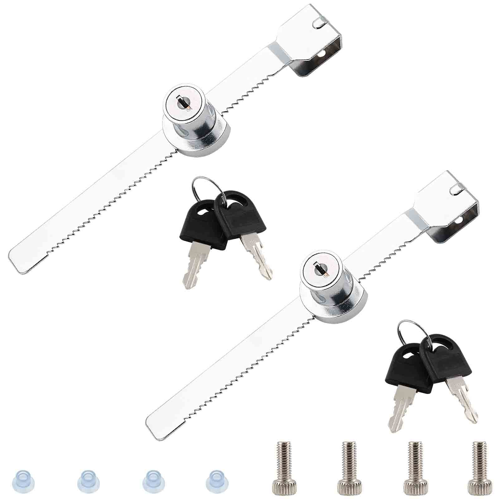 Waziaqoc 2PCS Sliding Glass Door Ratchet Lock For 2mm-6mm Thick Glass, Silver
