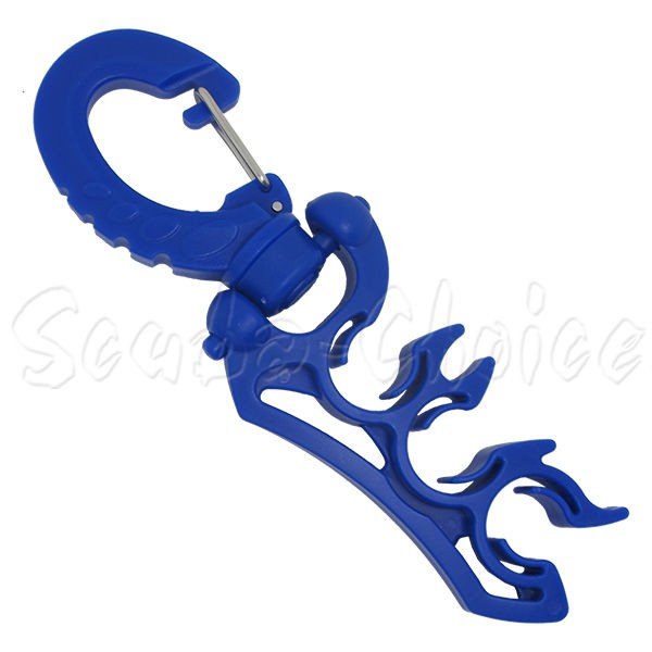 Scuba Diving Triple Hose Holder with Clip, Blue