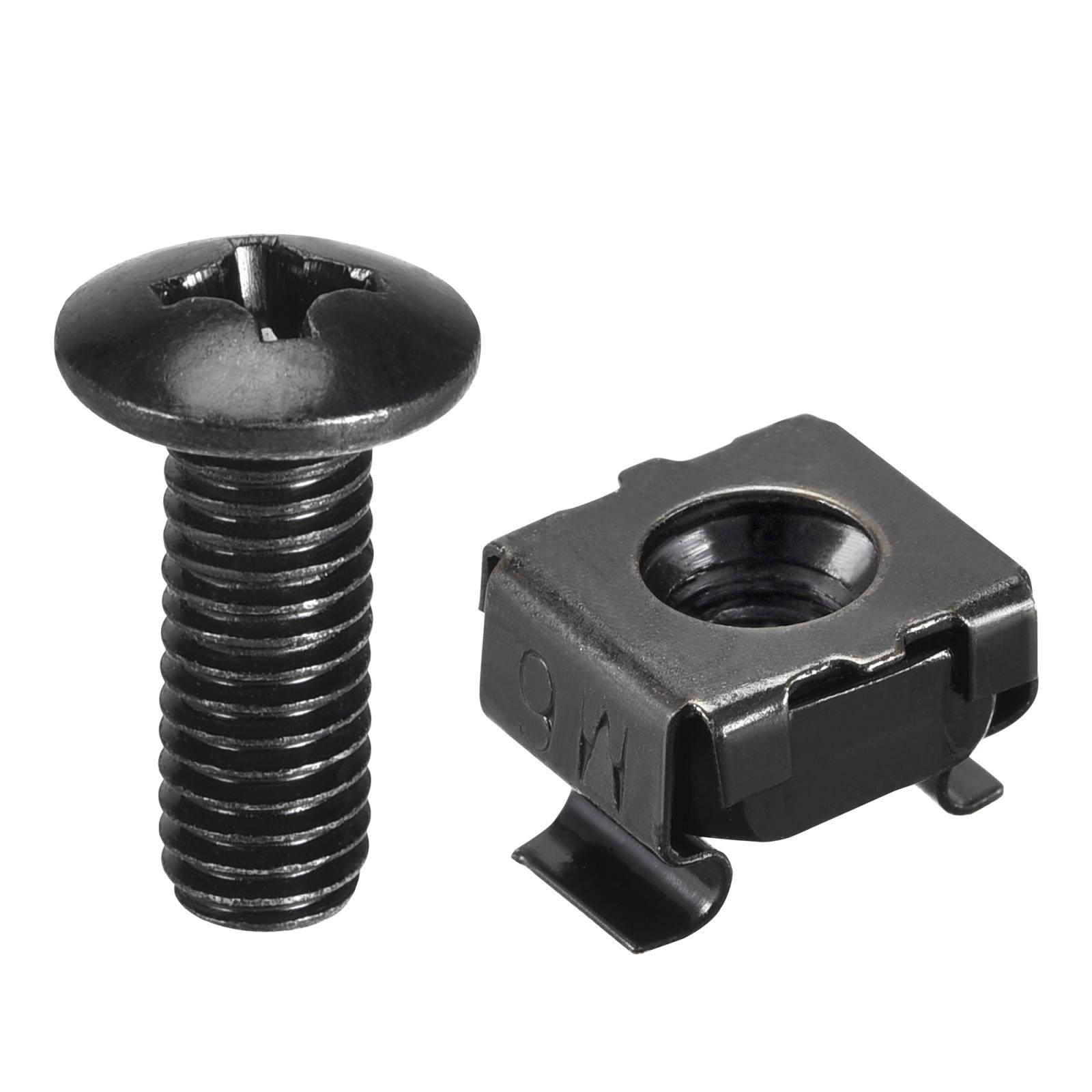 M6 x 19mm Cage Nuts and Screws Carbon Steel for Rack Shelve Cabinet Set of 10