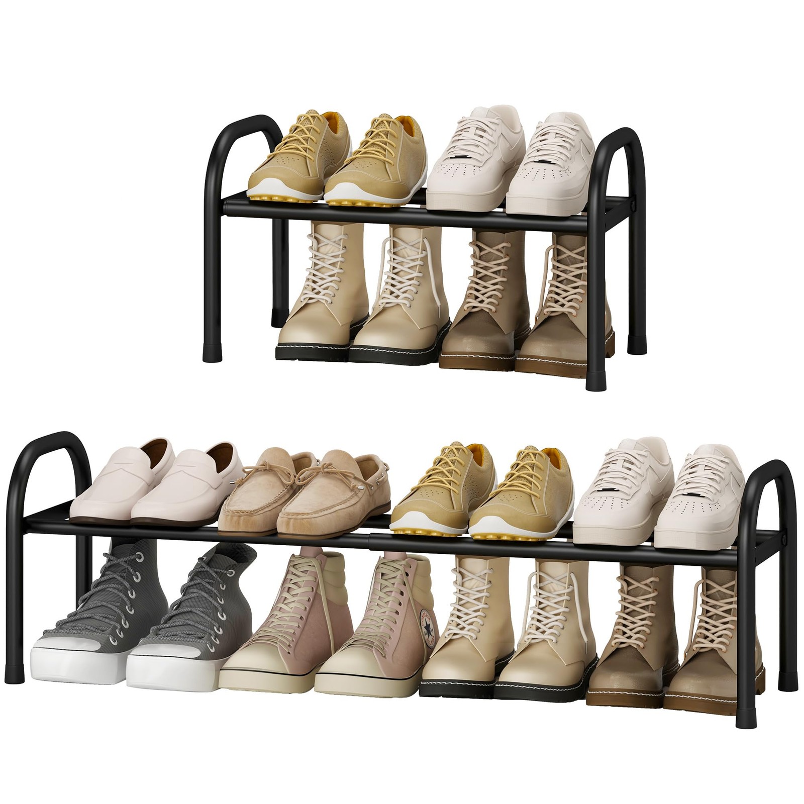 Expandable Shoe Organizer, 1-Tier Metal Shoe Rack for Closet, Up to 8 Pairs A...