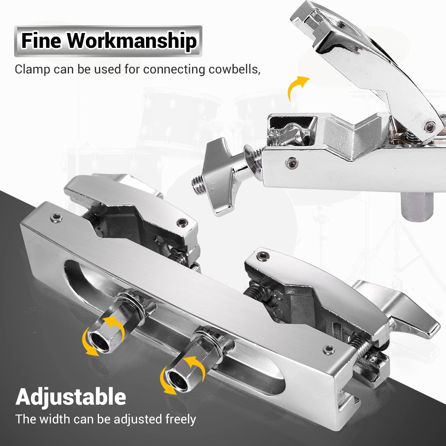 Adjustable Drum Multi-Clamp - Secure, Lightweight Holder for Cymbals & Toms
