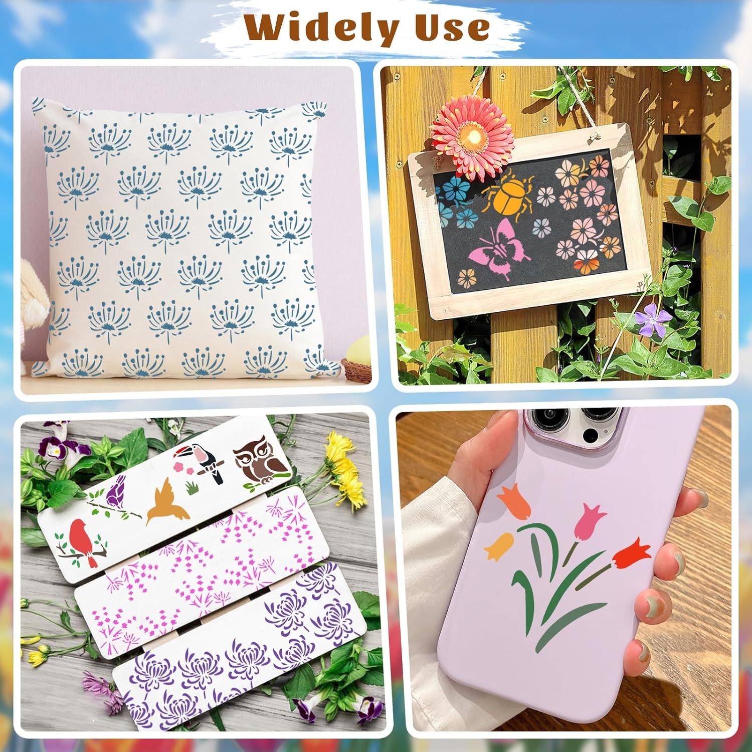 Botanical Stencils Set - 72 Pcs Reusable Nature Templates