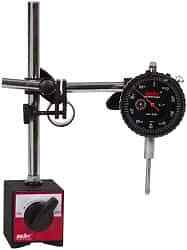 Dial Indicator with Magnetic Dial Holder Base: 0-100 Dial Reading, 0.001" Grad