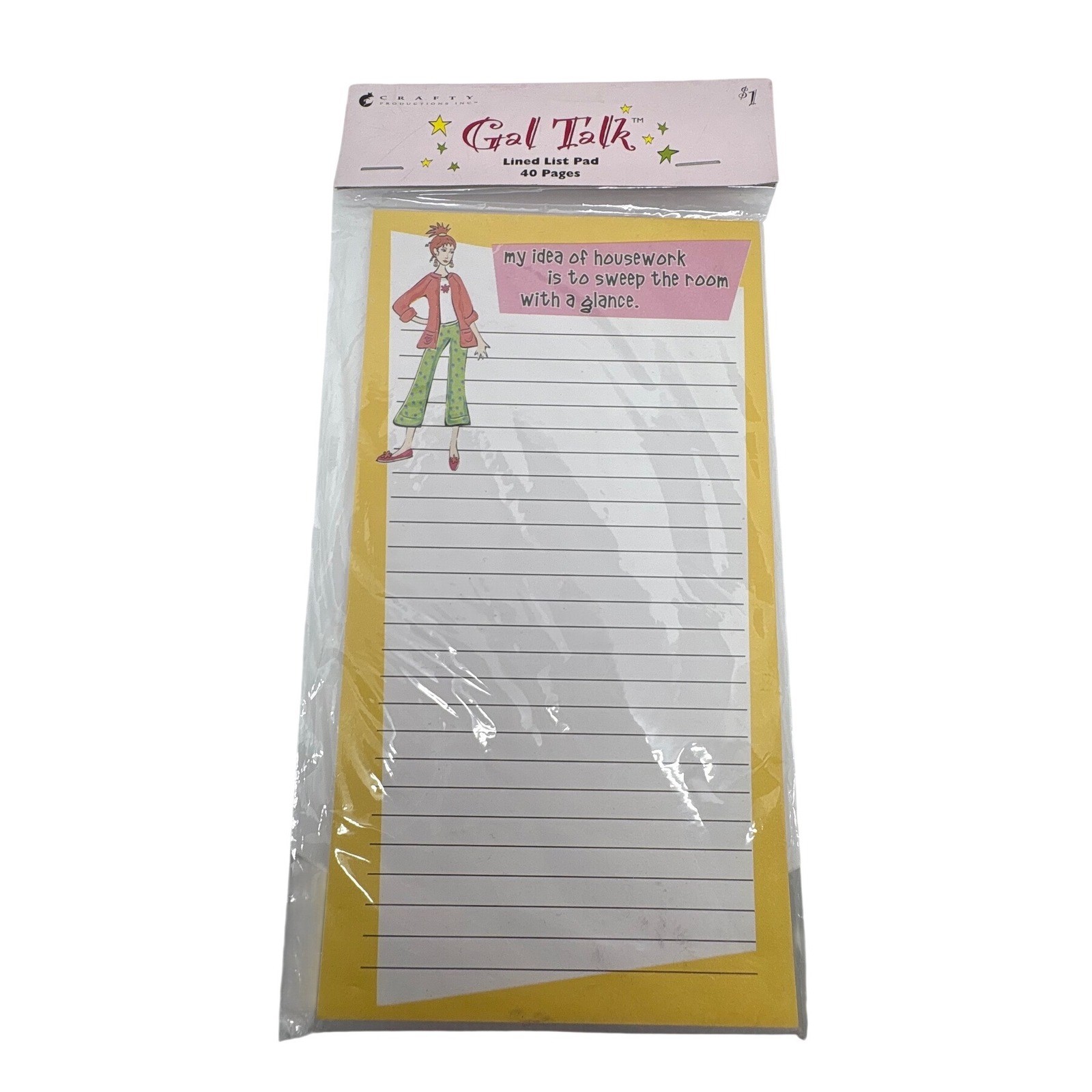 Crafty Productions Gal Talk Lined List Pad Mary B Hetz 40 Pages Magnet 2007 NEW