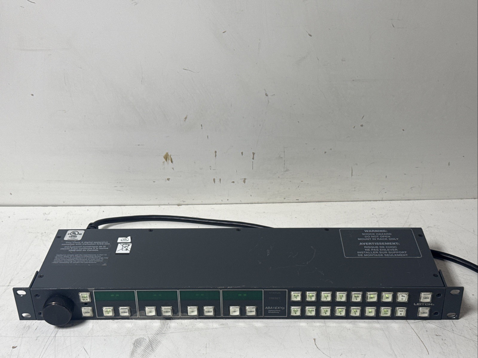 Harris Leitch ABA1E-XYP ABA1EXYp 1U Alphanumeric Break Away Remote Panel