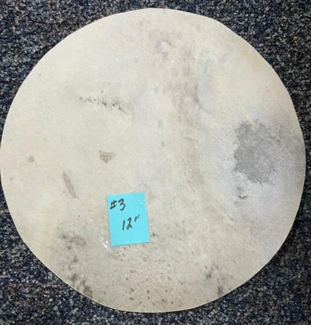 x #3 DEER Cut 12" Rawhide Drum Head for Wood Frame / Gourd Drum Deep Tone