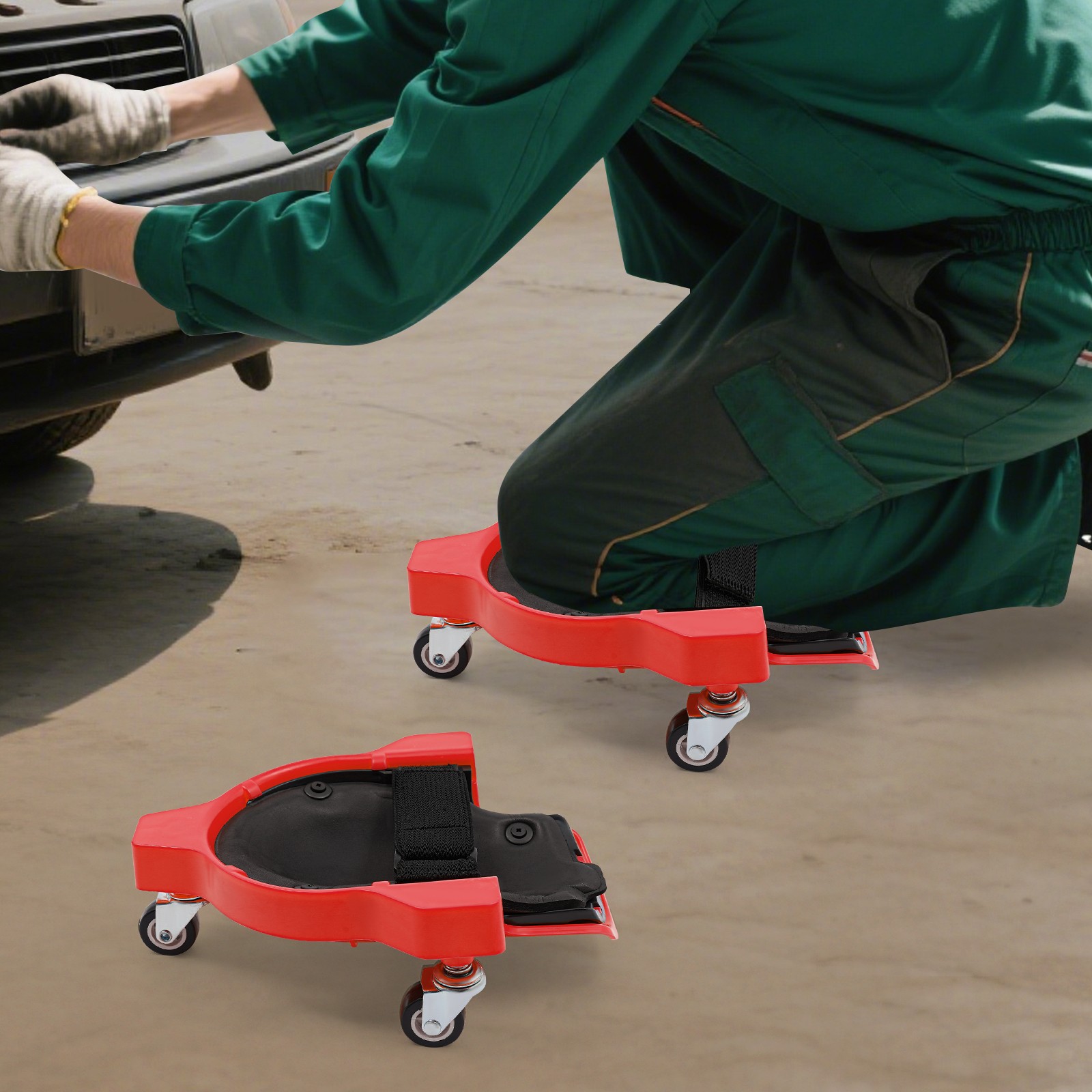 Knee Pads With 3 Wheels Rolling Wheeled Pads Work Construction Easy Flooring