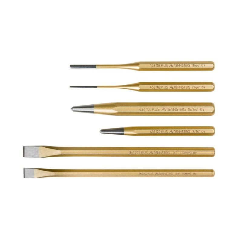 Rennsteig 6pc Punch and Chisel Set 9R400006 Pin Center 7/16"-1/2" Germany