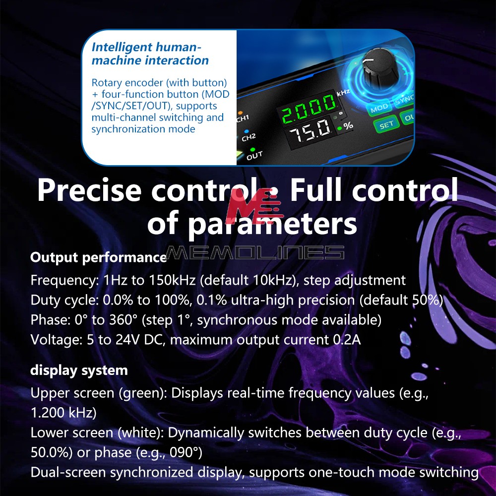 1Hz-150kHz PWM Pulse Frequency Duty Cycle Adjustable Module Signal Generator