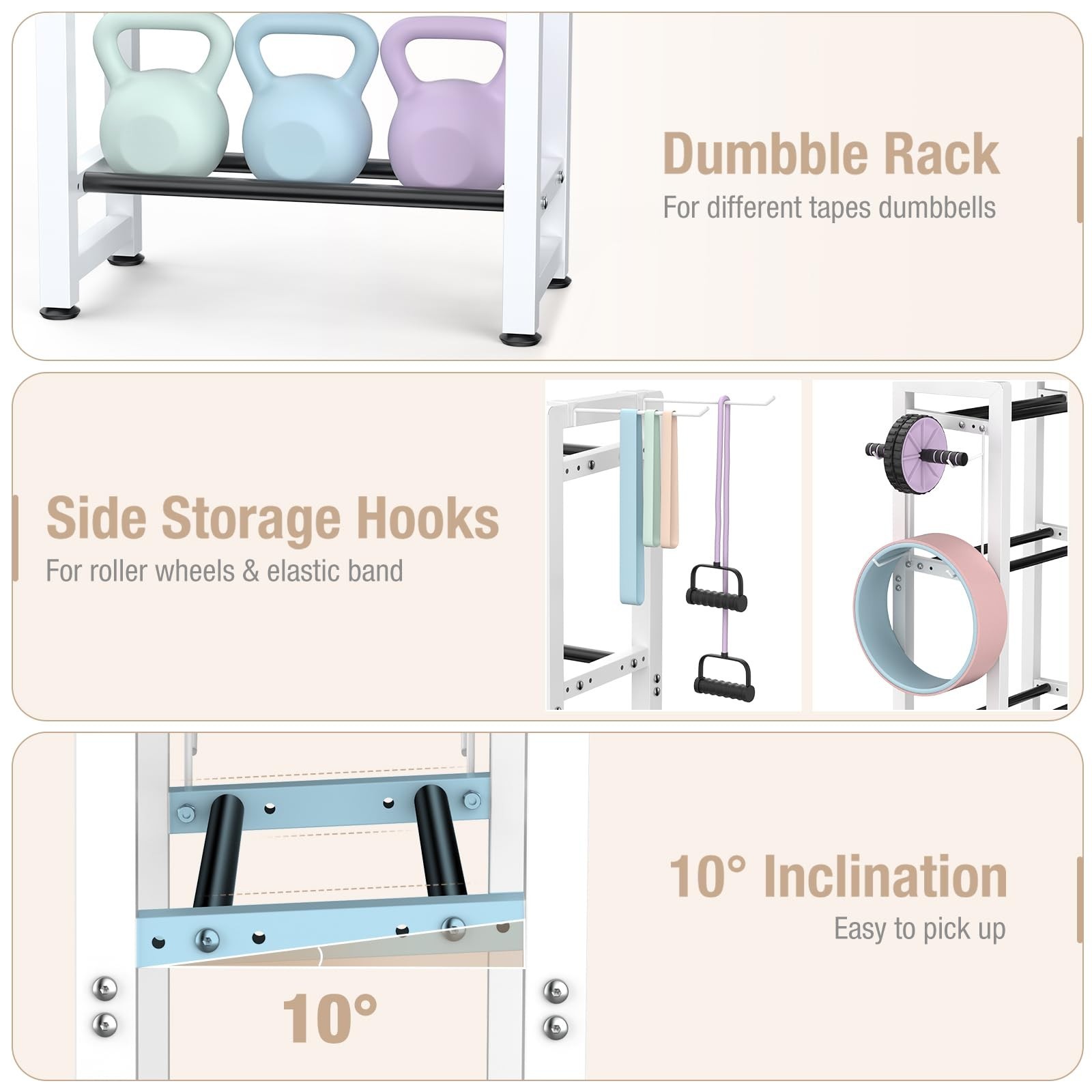 Small Dumbbell Rack，Heavy Duty Adjustable Dumbbell Weight Rack with Side