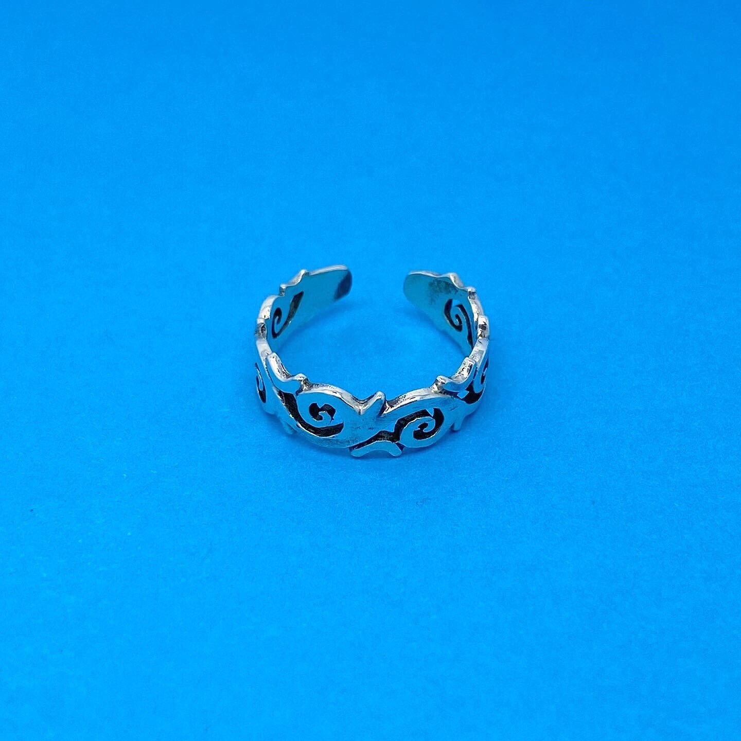 Genuine Sterling Silver Toe Ring With Spiral Pattern One Size Fits All