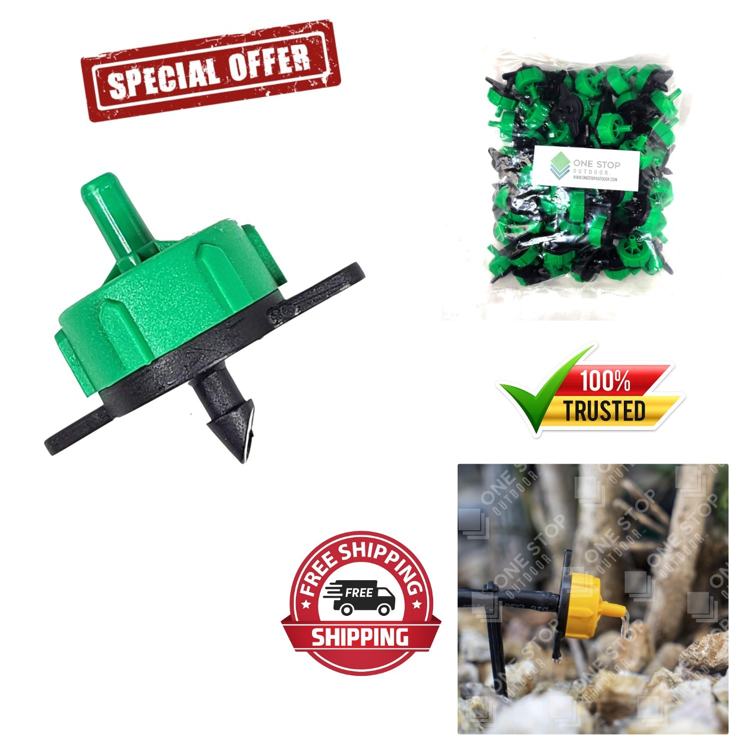 High-Quality 1/2 Gallon Per Hour Drip Emitters - 50 Pack for Smart Irrigation