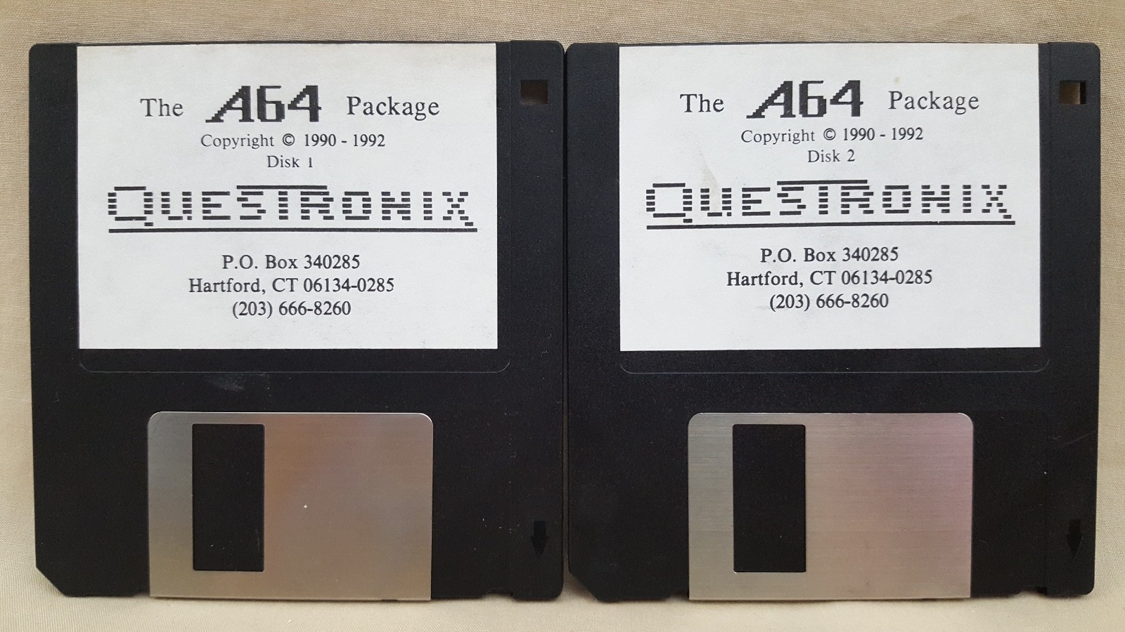 The A64 Package v2.04 Disks C64 Emulator ©1992 Questronix for Commodore Amiga