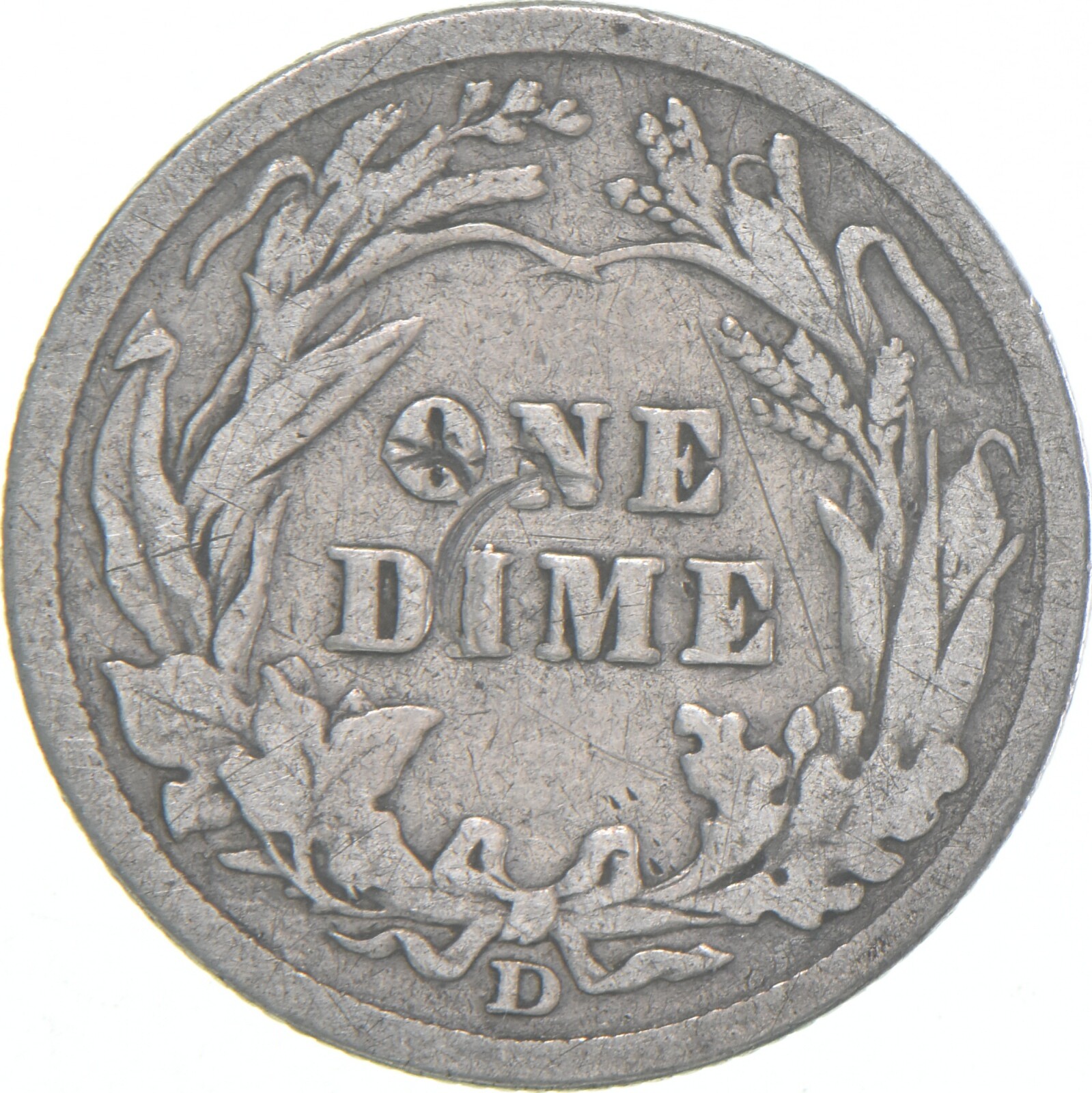 1907-D Barber Dime 90% Silver Average Circ