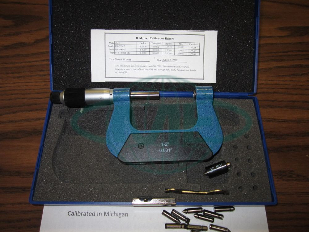 1-2" SCREW THREAD MICROMETER SET w. 5 pair anvils 400-ST-12