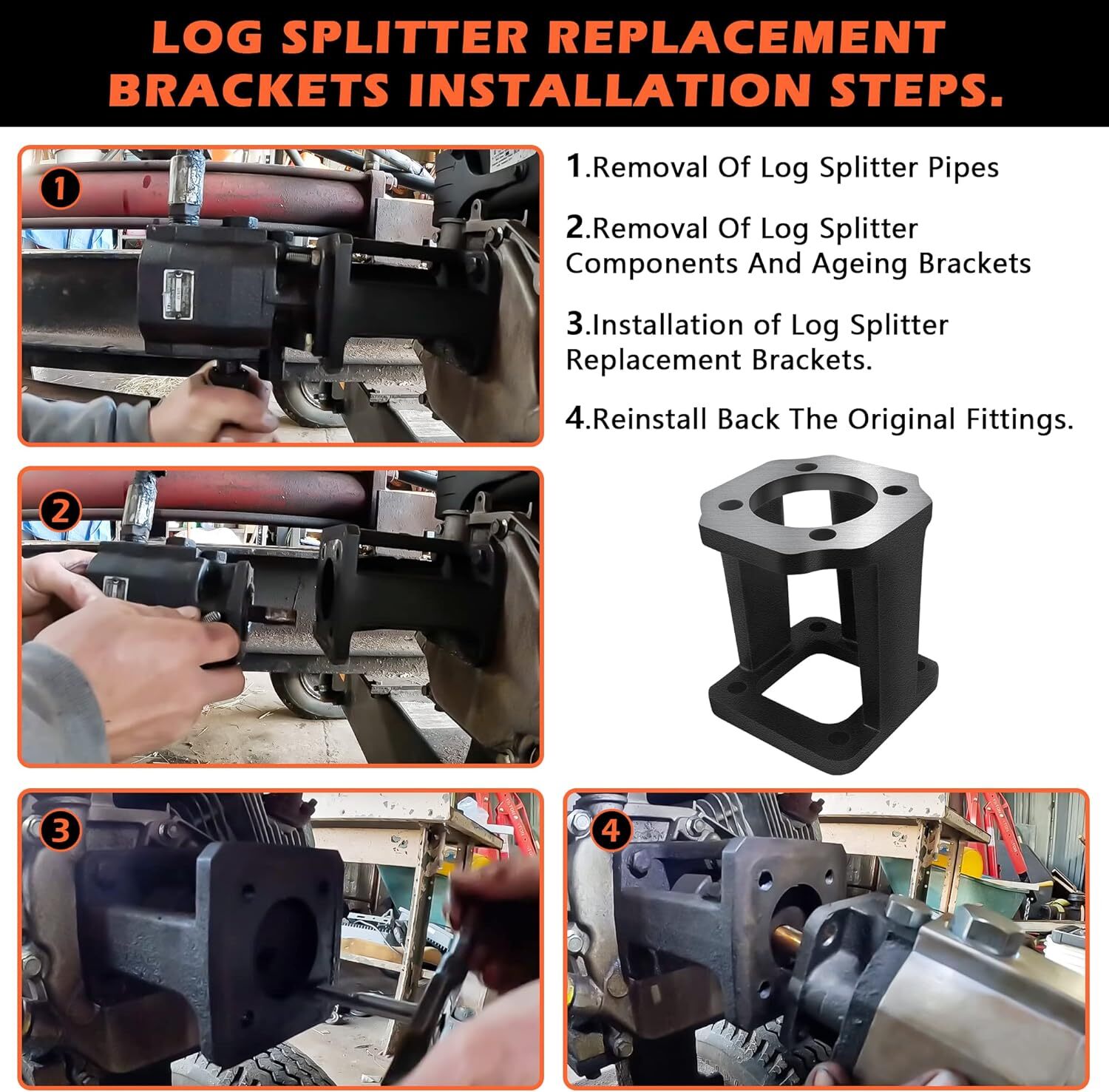 Log Splitter Brackets Log Splitter Hydraulic Pump Mount for 5-7 Hp Engines