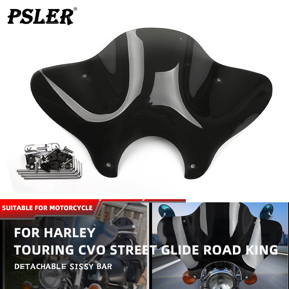 Universal Motorcycle 7/8" Cruiser Windshield Windscreen with Mounting Kit Black