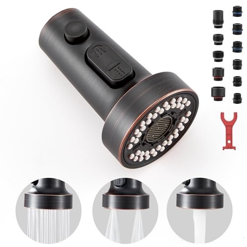 Kitchen Faucet Spray Head Replacement 15 Adapters 3 Modes Pull Out Nozzle ABS