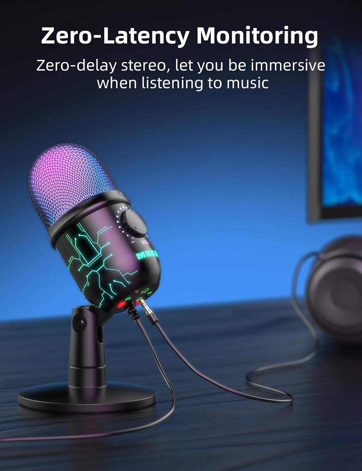 Gaming Microphone, USB Computer Microphone for PC, Mac, PS4/5, Condenser Podcast