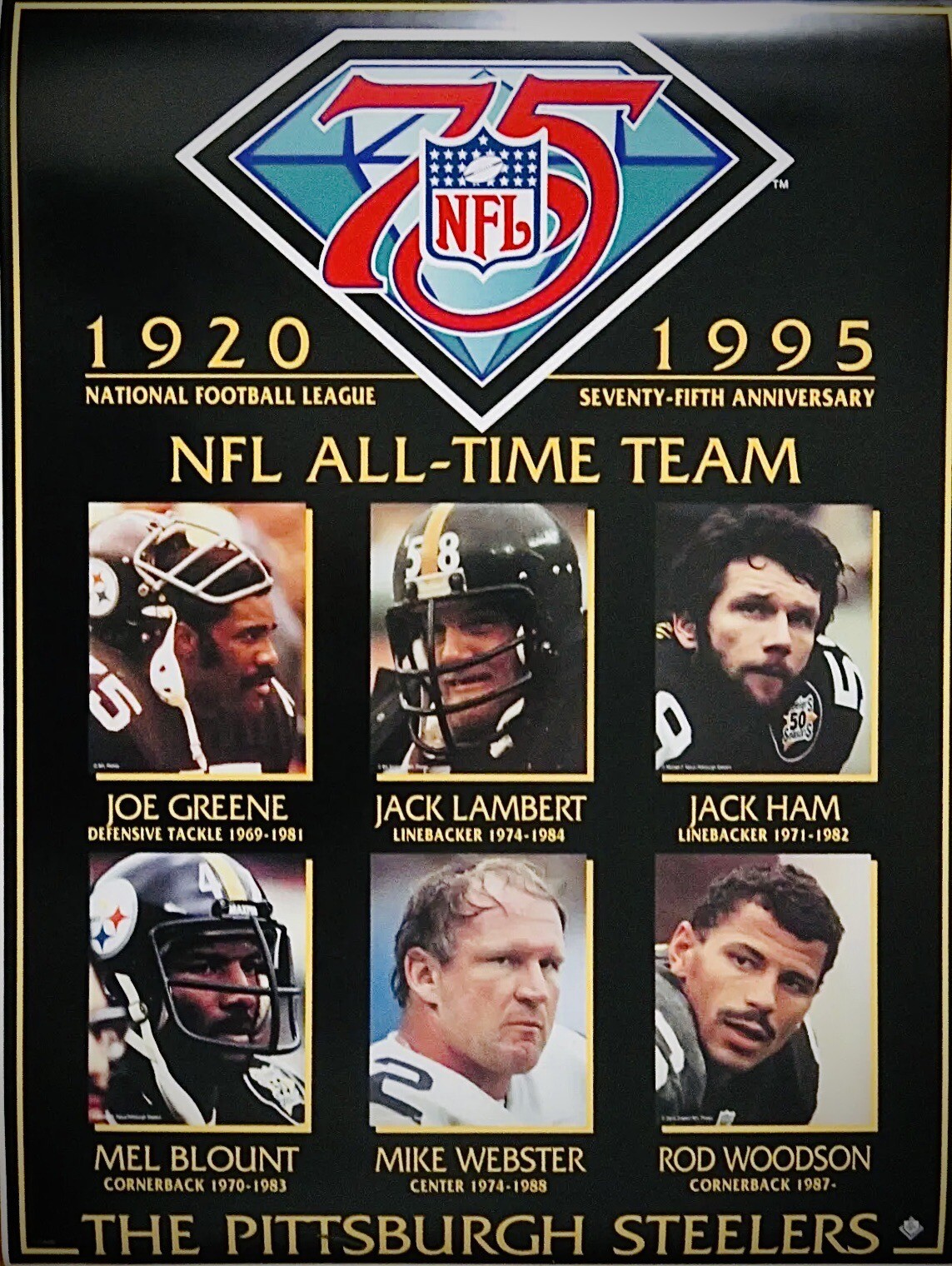 STEELERS NFL 75th ANNIVERSARY POSTER LAMBERT HAM GREENE Wholesale Lots Available