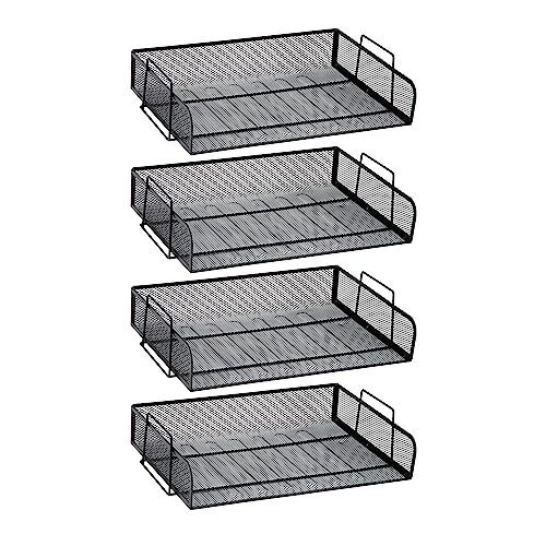 Stackable Paper Tray Desktop Organizer File Storage Office Metal Mesh 14" L x...