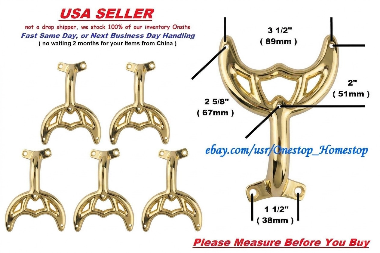 5 - 42" Polished Brass Ceiling Fan Blade Arms Replacement Brackets Brand NEW
