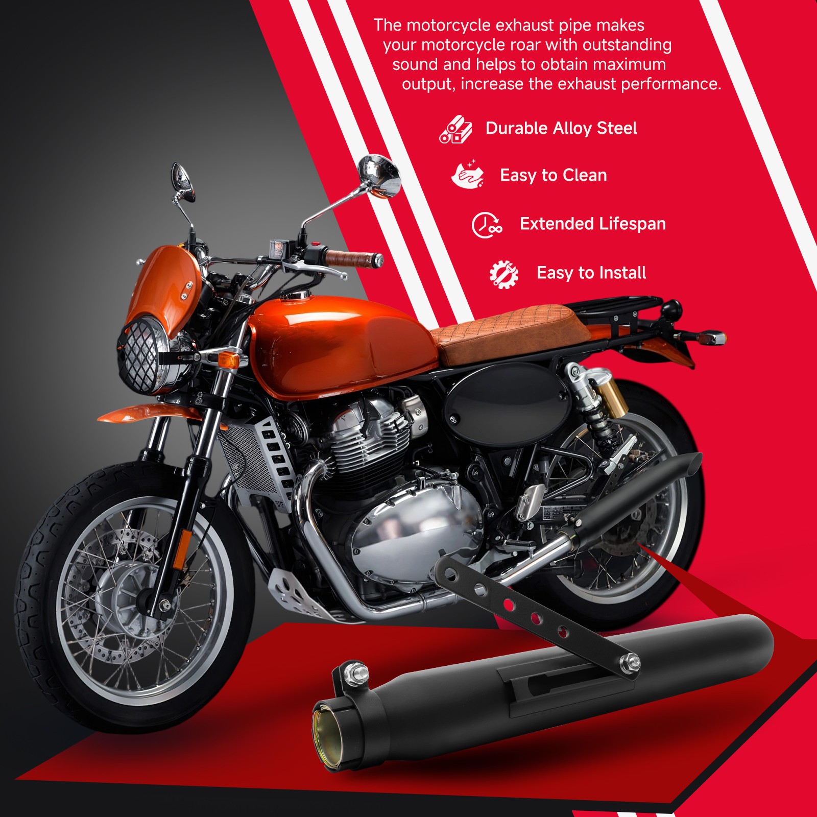 1x 20" Exhaust Muffler Pipe Slip-On For Kawasaki Vulcan S VN 650 900 800 Bobber