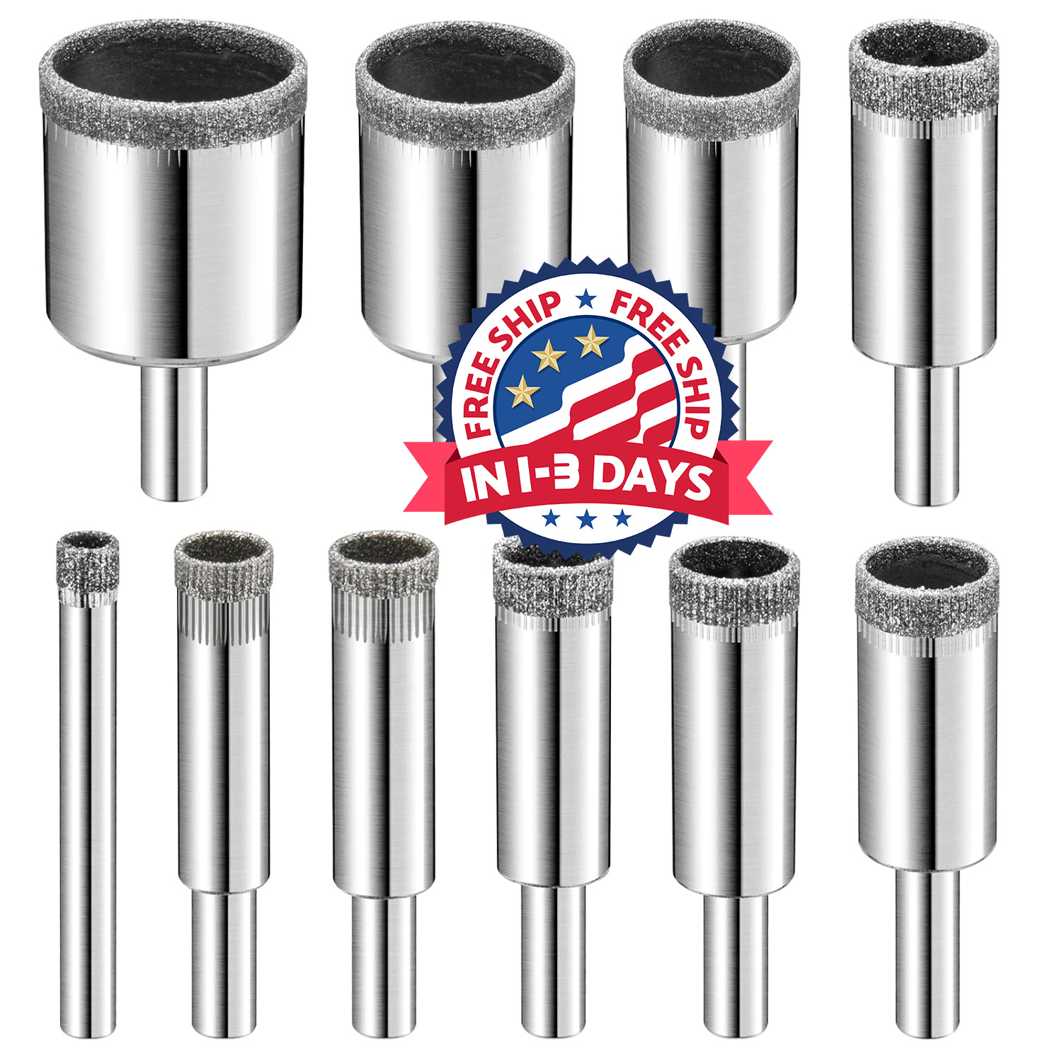 10 Brocas Para Ceramica Marmol Y Vidrio Recubiertas Con Diamante Para Cortes,gra