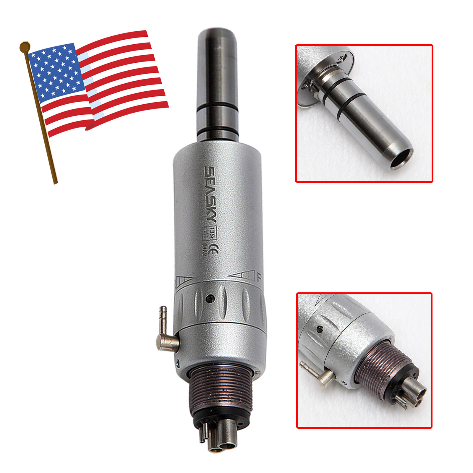 3PCS Dental Slow Low Speed Air Motor Micromotor 4-Hole Handpiece Connector 4H