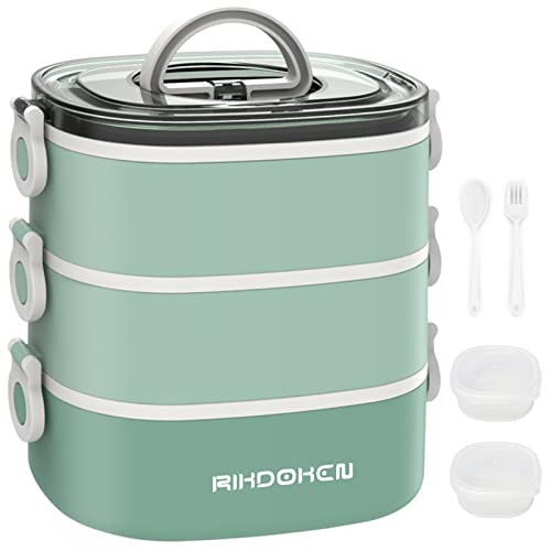 Lunch Box, Stackable 3 Layers Containers, Portable 94OZ Large Capacity