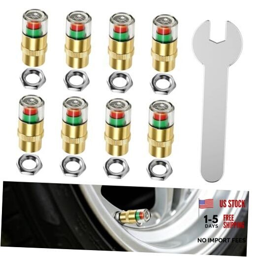 8pack Smart Tire Pressure Monitor Valve Stem Caps, 3 Color Alert Tire Pressure