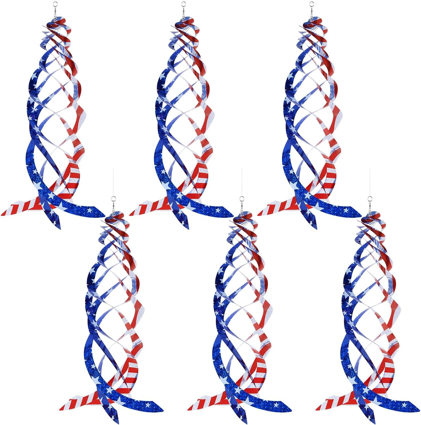 Patriotic Bird Repellent Spiral Reflectors Mylar Spinner, Hanging American Flags