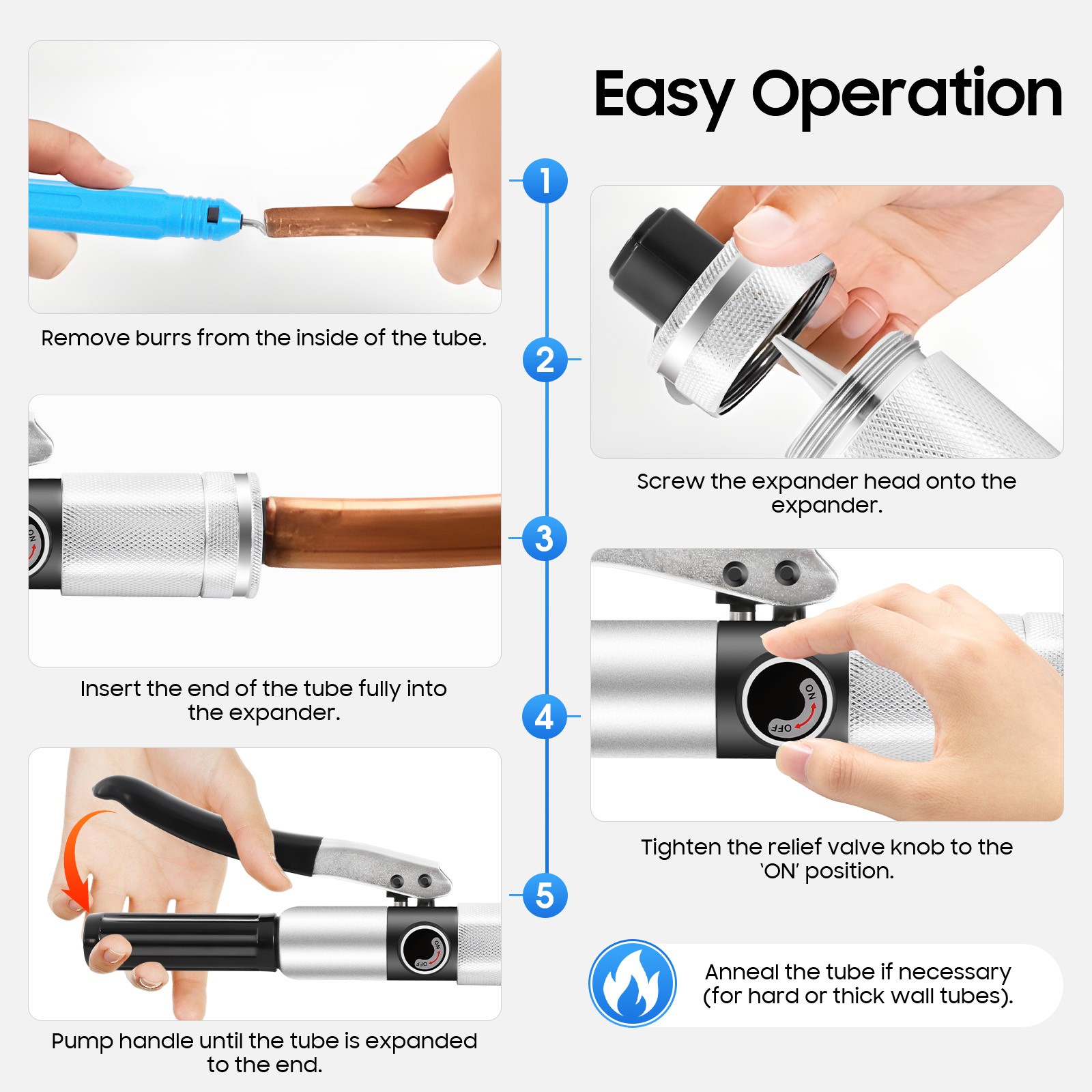 HVAC Hydraulic Swaging Tool Kit Fit Copper Tubing Expanding Copper Tube Expander