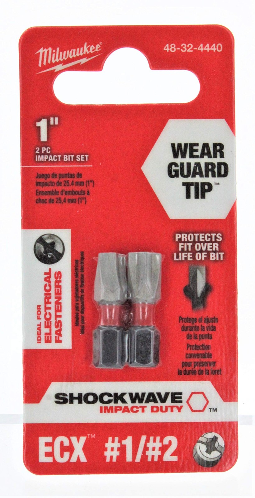 Milwaukee 48-32-4440 Insert Bit 1/4" Hex, 2 Pack