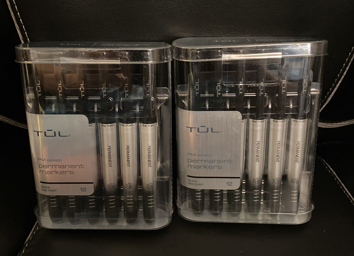 Lot of 2-TUL PERMANENT MARKERS Black Fine Point 12-ct each, TOTAL  of 24 Markers