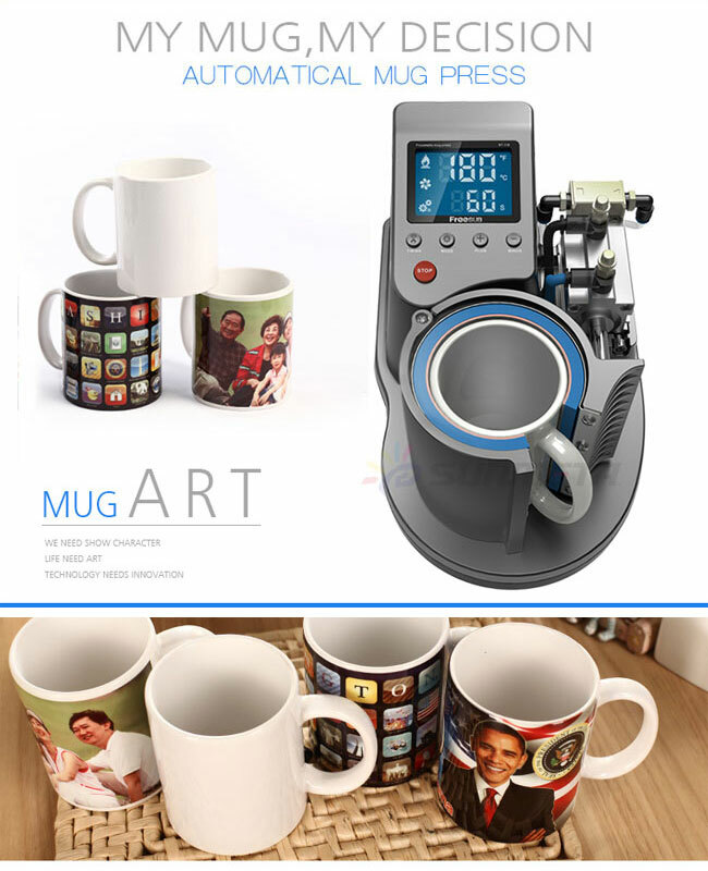 11oz Pneumatic Mug Heat Press Transfer Machine Sublimation Printing US free ship