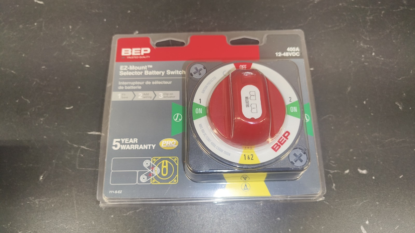 BEP Pro Installer 400a Ez-Mount Battery Selector 1-2-Both-Off #771-S-EZ