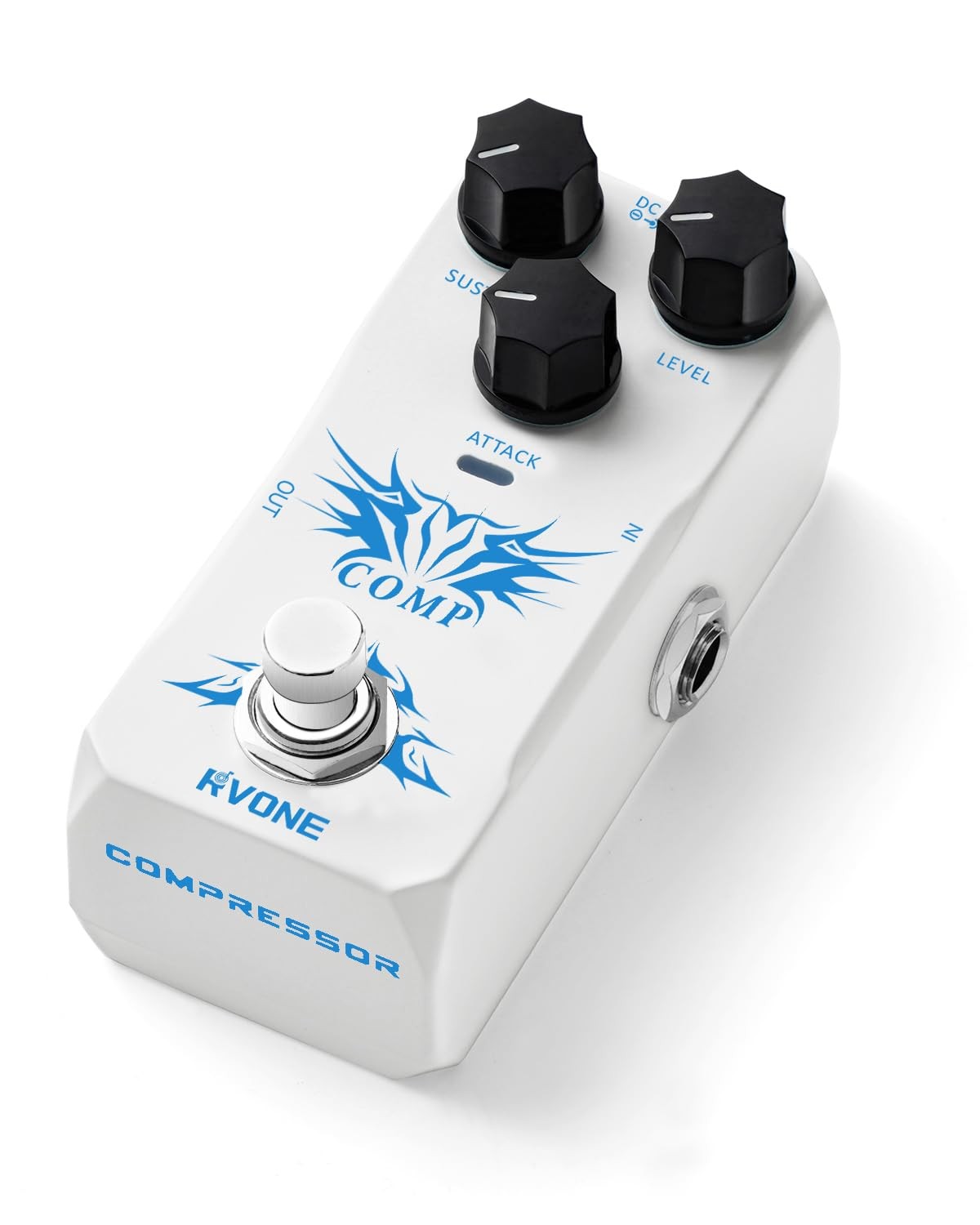 RVONE Analog Compressor Pedal Guitar/Bass, Studio-Grade Guitar White