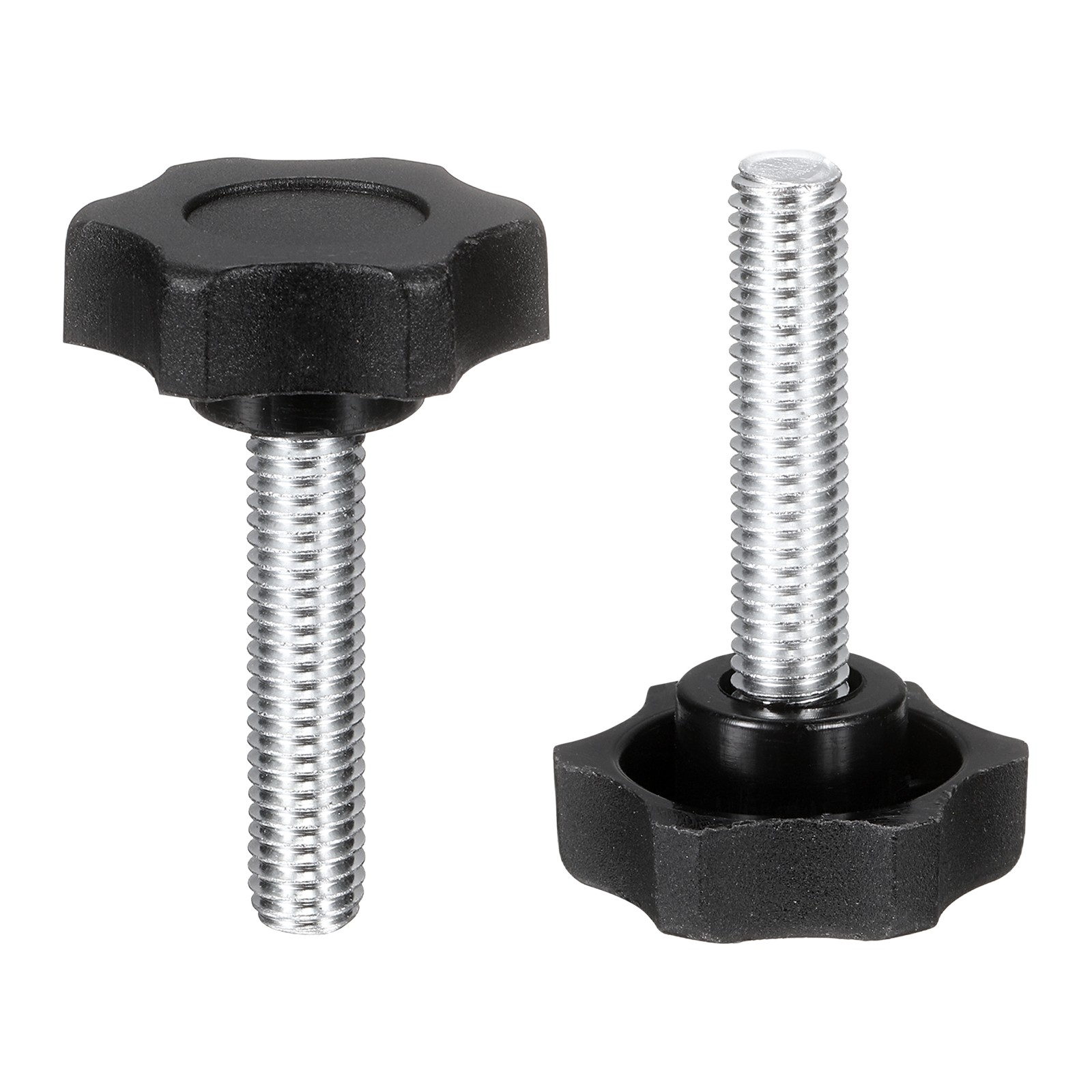 2 Pcs M8 x 35mm Male Thread Star Knobs Handles Hand Clamping Screws Black
