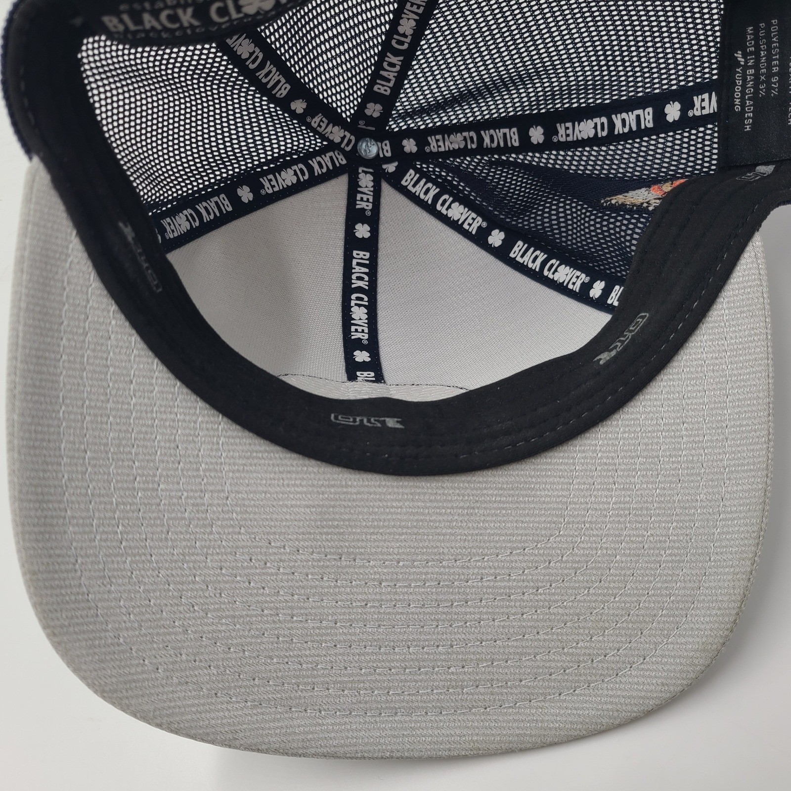 Black Clover Hat Snapback Trucker Mesh Gray Blue USA Live Lucky Patch Golf Men